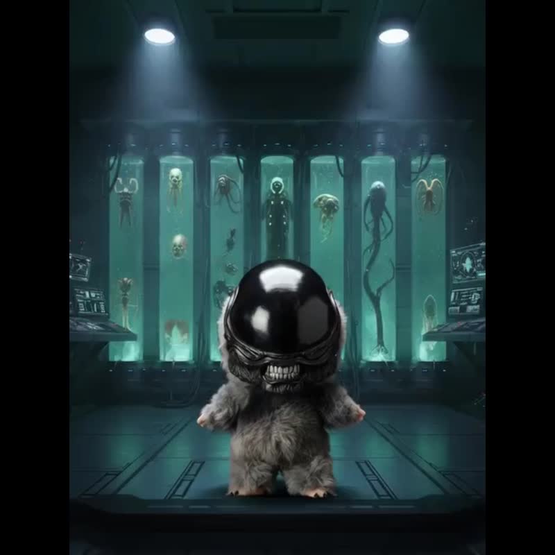 Labubu Accessories Alien Xenomorph Head Mask, Hand-painted Original Design - Stuffed Dolls & Figurines - Resin Black