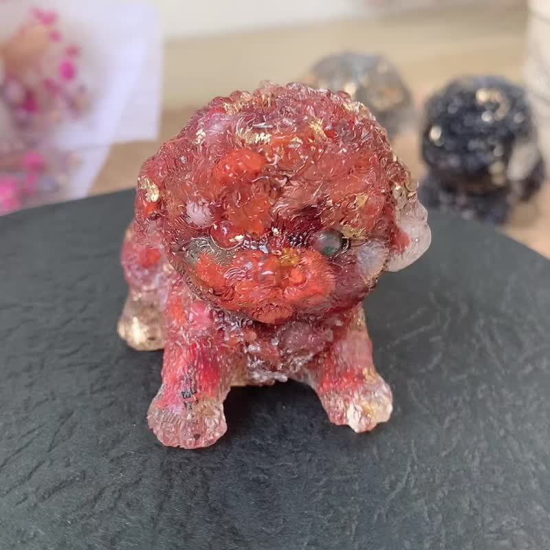 Crystal poodle puppy size M | Natural stone handmade | Home decoration to heal cute dogs | Obsidian - ของวางตกแต่ง - คริสตัล หลากหลายสี