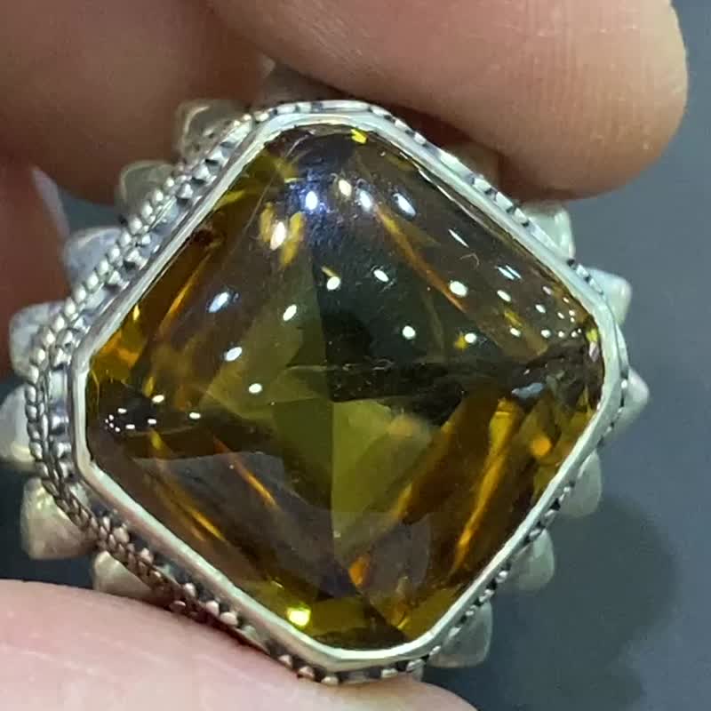 天然 黃水晶 戒指 尼泊爾 手工製 925純銀 - 戒指 - 水晶 黃色