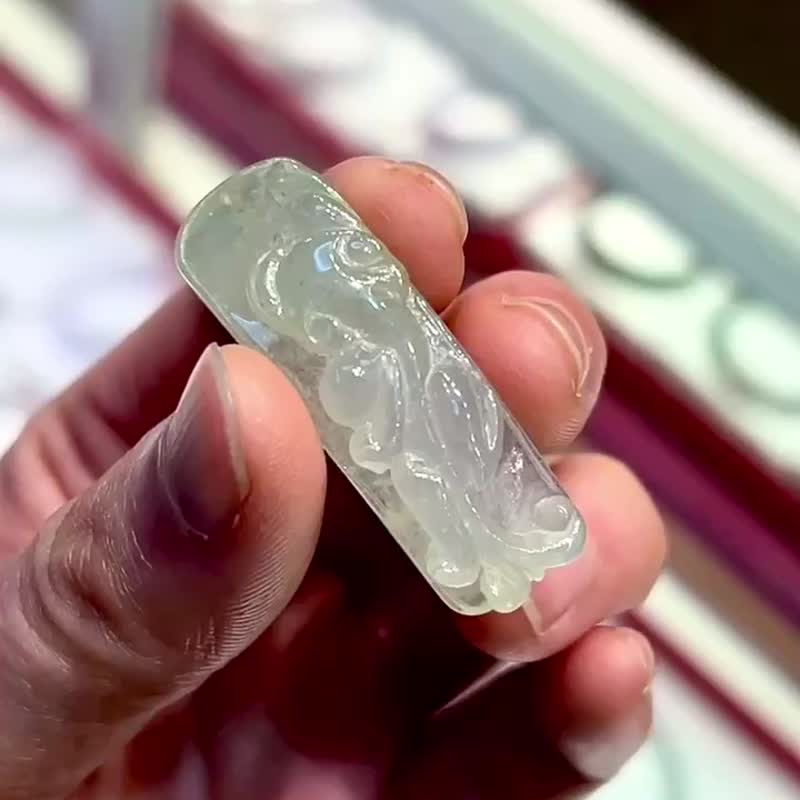 緬甸翡翠A玉 吊墜 手繩 手鏈 • 冰玻種貔貅翡翠手牌 - 其他 - 玉石 綠色
