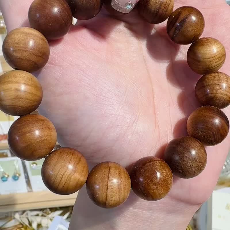 Indian material old sandalwood submersible 15mm large beads hand beads to ward off evil spirits, protect safety, eliminate disasters, eliminate evil spirits, eliminate evil spirits and gather wealth - Bracelets - Other Materials Brown