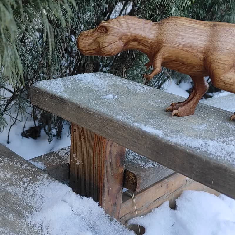 木製の恐竜ティラノサウルス レックス、木製の手彫り彫刻 T-rex