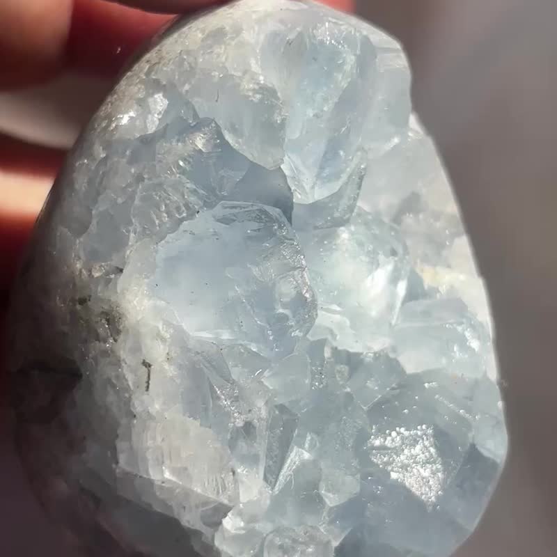 高質 精品 閃亮天青石 蛋型擺設 水晶 盆景 crystal 擺件 - 擺飾/家飾品 - 水晶 藍色