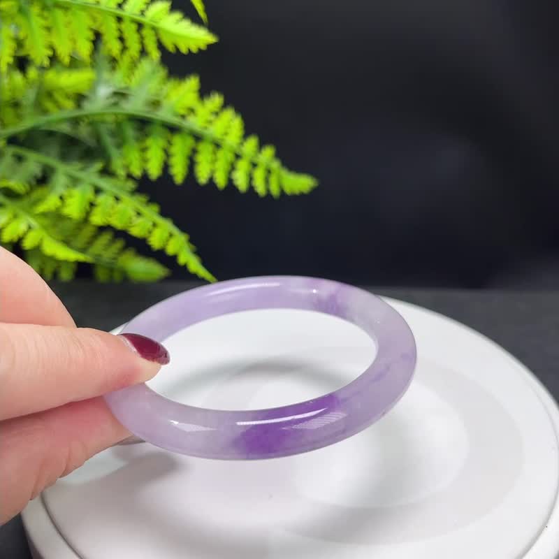 精品 紫水晶手镯 56MM 冰潤星光閃片紫色水晶手環 直覺意識守護 - 手鍊/手環 - 水晶 紫色