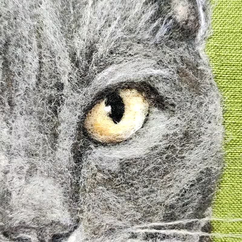 逼真的針氈貓定制，聖誕禮品包裝，定制禮物 - 似顏繪/人像畫 - 羊毛 黃色