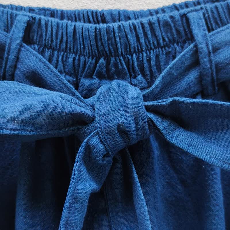 Three Tone Tie Dyed Skirt - 裙子/長裙 - 棉．麻 藍色