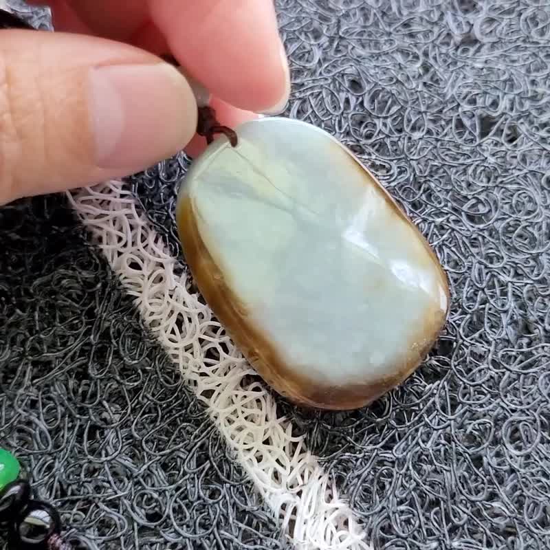 親翠 天然翡翠 冰睛水路意境緬色線油黃皮冰紅原石美調整式繩鏈 - 項鍊 - 玉石 多色