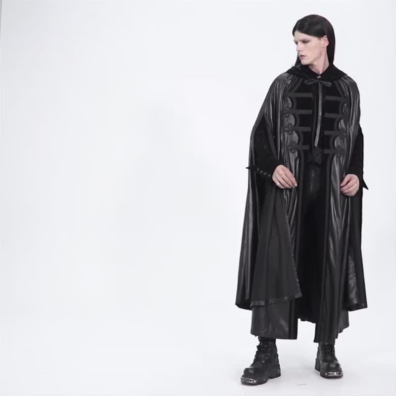 哥德黑彌撒儀式蝙蝠斗篷外套 - 帽T/大學T - 其他材質 黑色