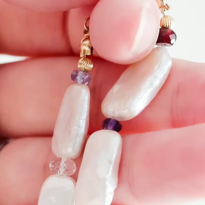 淡水パール 12星座の天然石 ネックレス 14kgf - 項鍊 - 珍珠 白色