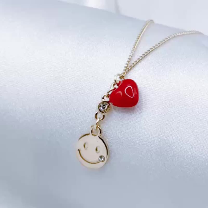 Venus維納斯女神~微笑系列smile笑臉愛心項鍊~天天都有好心情 - 項鍊 - 琺瑯 金色