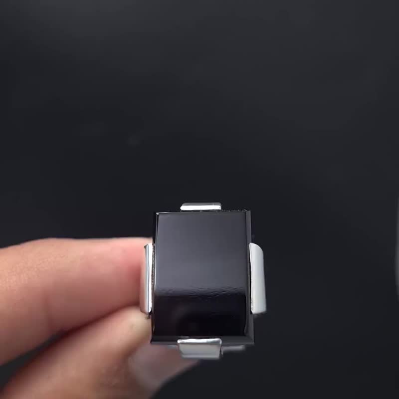 Mens Aqeeq Ring natural Agate Ring for Men Shifat Al Abad Yemeni Aqeeq Ring - 戒指 - 寶石 黑色
