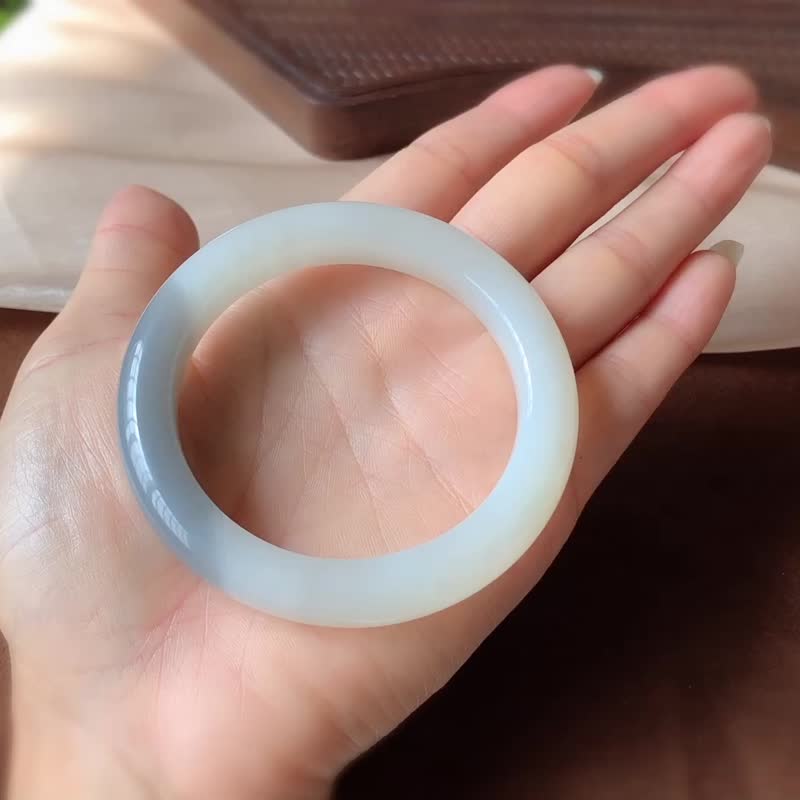 和田玉紫羅蘭手鐲平安鐲超級冰紫料料子細膩超級有韻味圈口54 - 吊飾/掛飾 - 玉石 