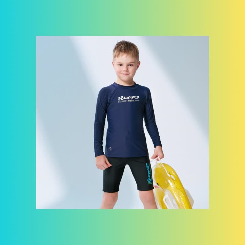 MIT long-sleeved anti-UV sunscreen tops are suitable for both boys and girls - Swimsuits & Swimming Accessories - Nylon Blue