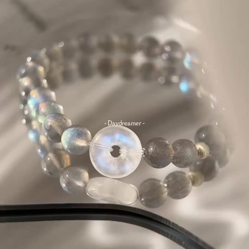 灰月光藍月光足銀設計款手鏈 - 手鍊/手環 - 水晶 多色