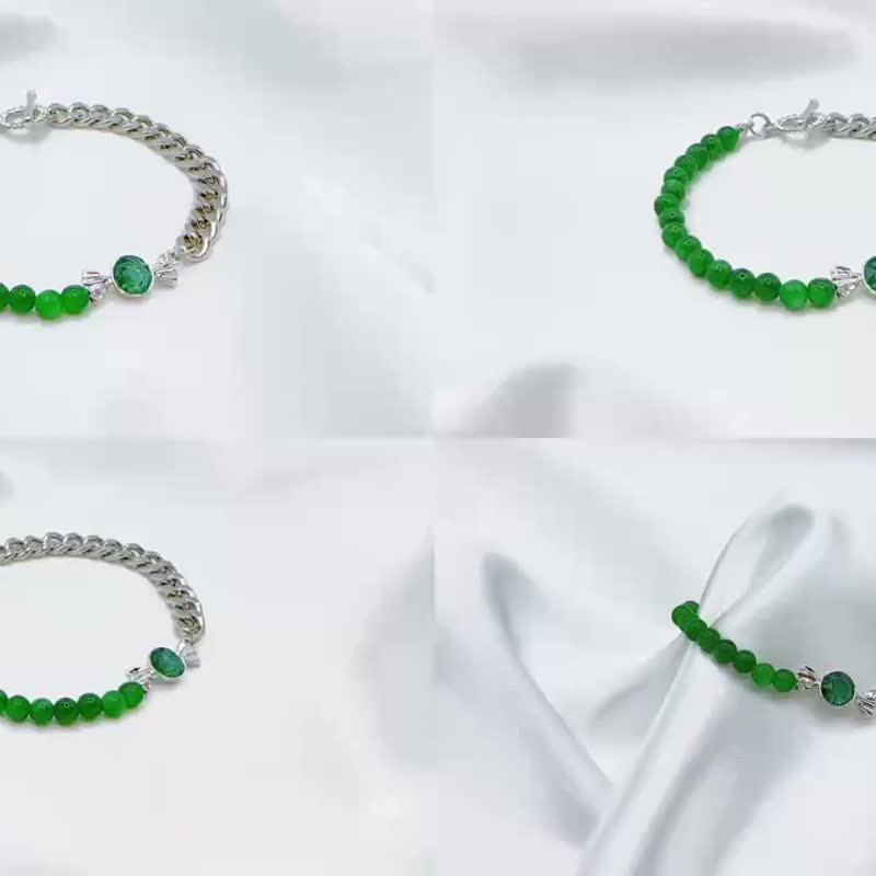 Gaia蓋婭女神~大地系列鐵龍生玉石水晶手鍊~客製化生日送禮 - 手鍊/手環 - 玉石 綠色