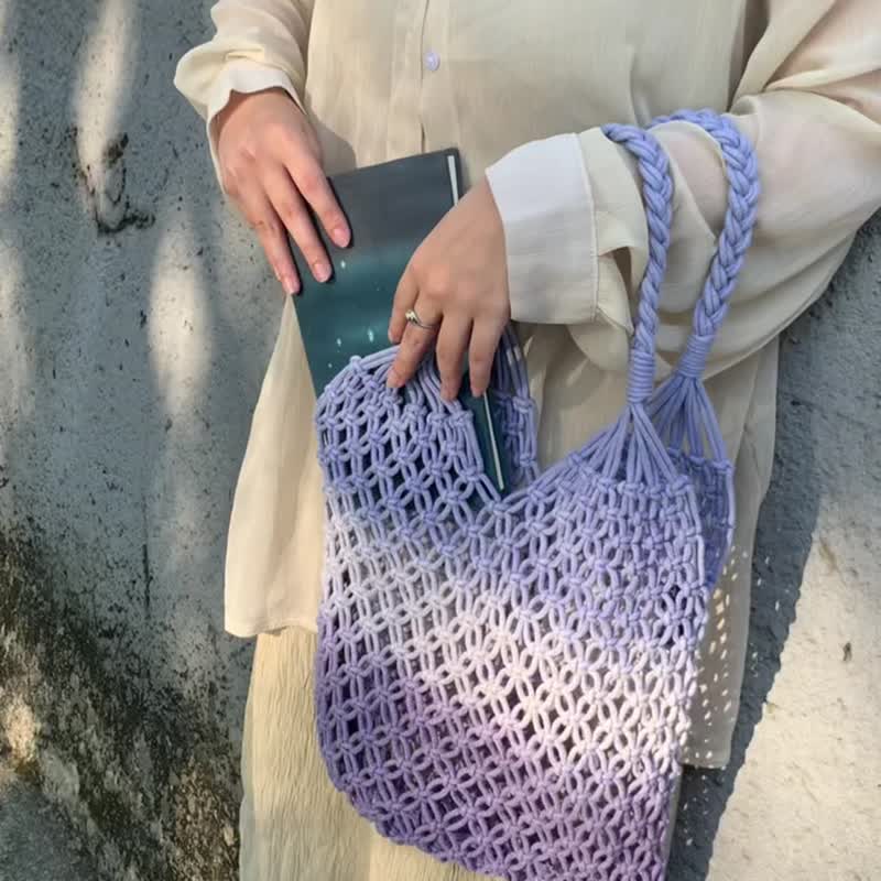 Wisteria hand-dyed woven tote bag/summer accessories/artisan hand-rendering - Other - Cotton & Hemp Purple