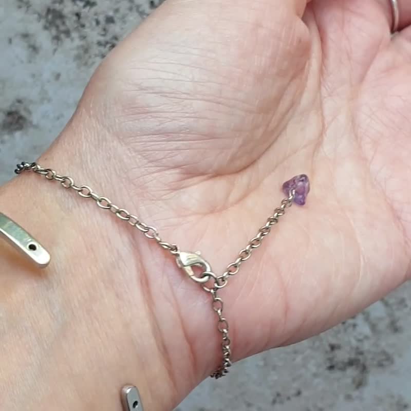 Custom birthstones 925 silver bracelet, Tourmaline, Amethyst, Citrine, Quartz - 手鍊/手環 - 水晶 多色