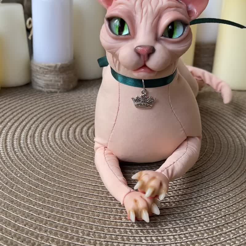 スフィンクス猫の人形、無毛のスフィンクス猫の人形、かわいい子猫の置物 - ショップ Handmade by Barshay 人形・フィギュア -  Pinkoi