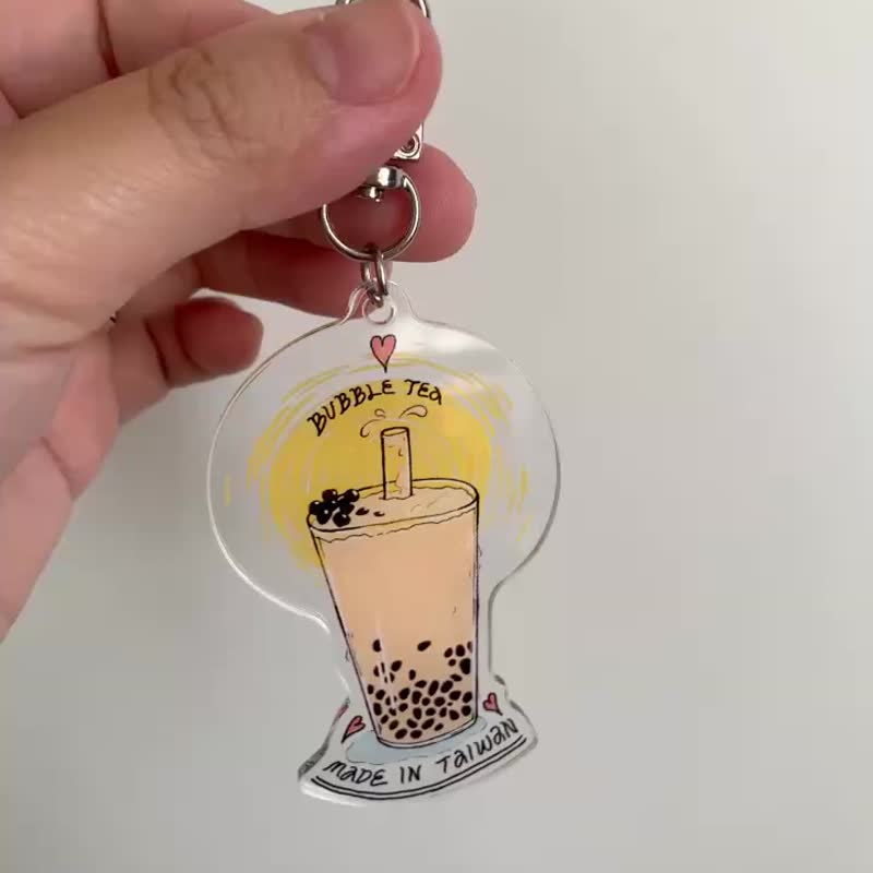 波霸奶茶吊飾 - 鑰匙圈/鑰匙包 - 壓克力 透明