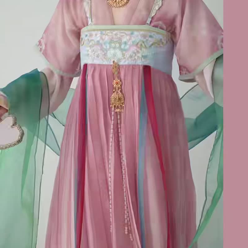 清平安乐汉服 醉春烟唐褙子齐胸襦裙套装 - 洋裝/連身裙 - 聚酯纖維 多色