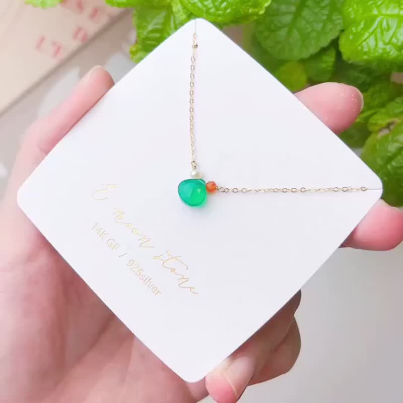 森林綠玉髄水滴項鍊 - 項鍊 - 水晶 綠色