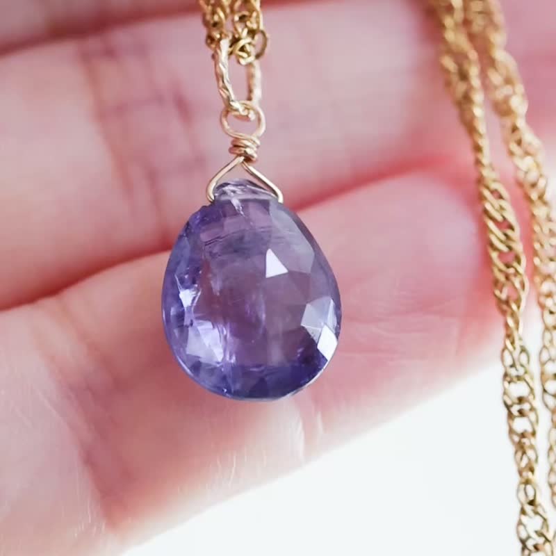 Large Tanzanite Necklace with Deep Purple-Blue Shimmer, December Birthstone - สร้อยคอ - หิน สีน้ำเงิน