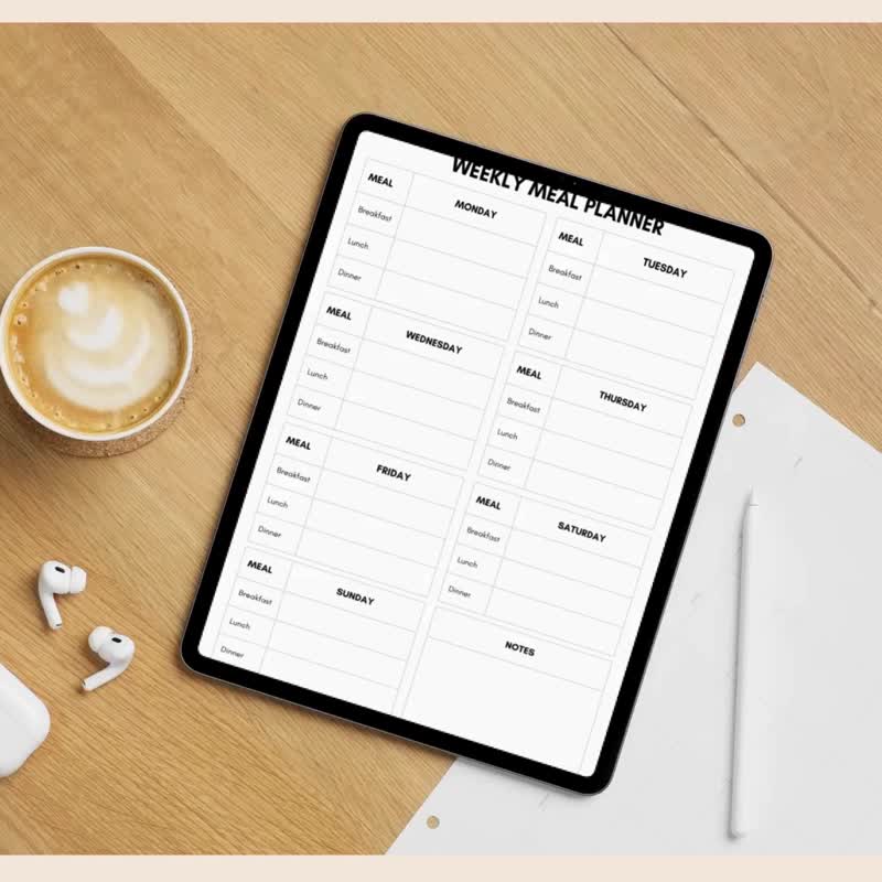 Printable Weekly Meal Planner A4 US Letter Size Instant Download - 電子手帳及素材 - 其他材質 
