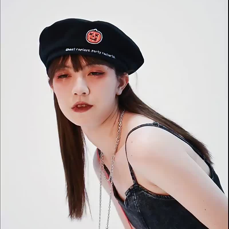 萬聖節貝雷帽 - 帽子 - 棉．麻 藍色