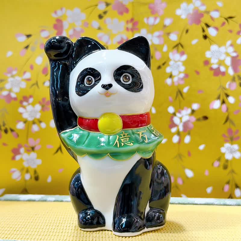 【熊貓招財】日本清水燒招財貓 | 熊貓Panda - 億万両 - 擺飾/家飾品 - 瓷 白色