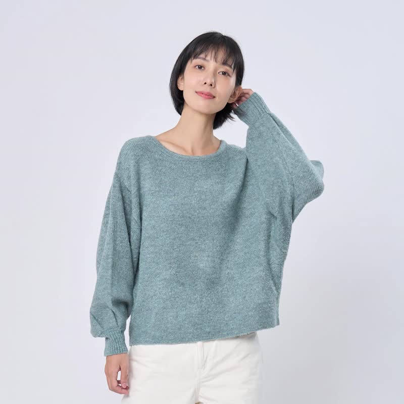 Ivy Wide-Sleeve Cropped Knit Sweater - Women's Sweaters - Cotton & Hemp Green