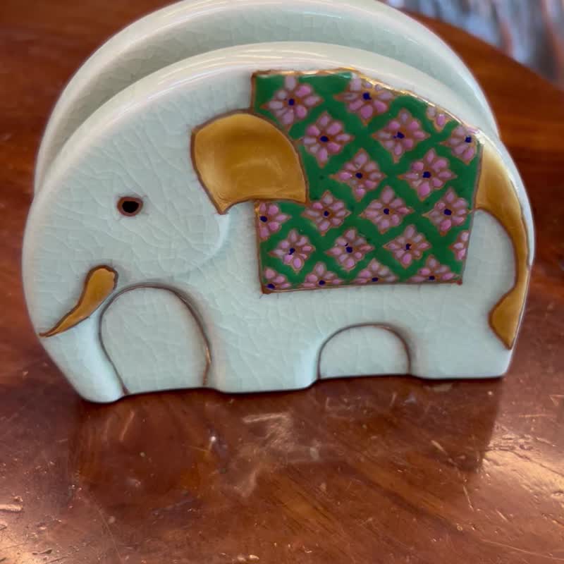 Ceramic Elephant card holder in Benjarong style. - Pottery & Ceramics - Porcelain 