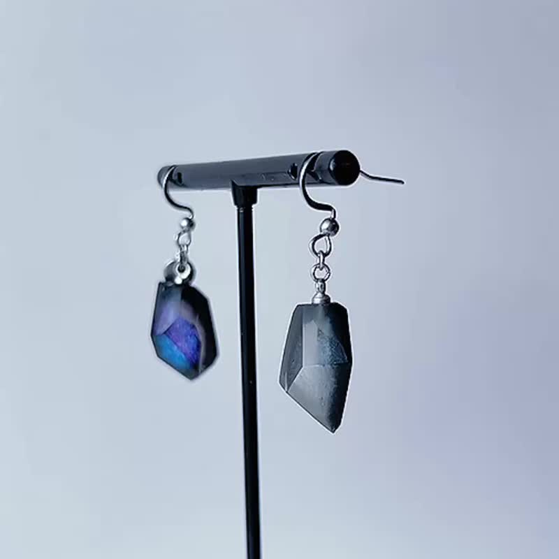 Frames 垂墜耳夾 / 碎片 / 銀河鐵道之夜 藍色 5-a - 耳環/耳夾 - 樹脂 藍色