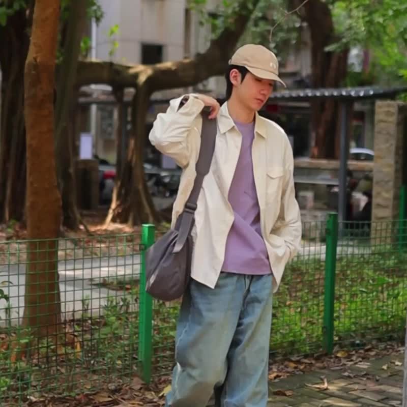 sobag大容量慵懶日系簡約單肩斜挎尼龍布包男防潑水通勤純色布包 - 側背包/斜背包 - 尼龍 灰色