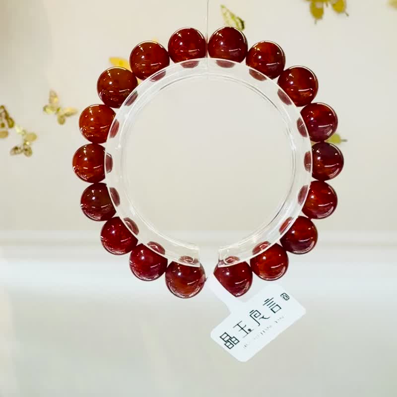小精品火焰南紅11-11.5mm35.54g護身保平安避邪氣血循環提升睡眠 - 手鍊/手環 - 水晶 紅色