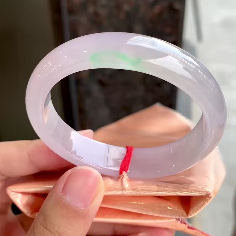 冰種 天然翡翠 緬甸 A玉 玉鐲 • 冰玻種粉翡翠貴妃鐲 - 手鍊/手環 - 玉石 粉紅色