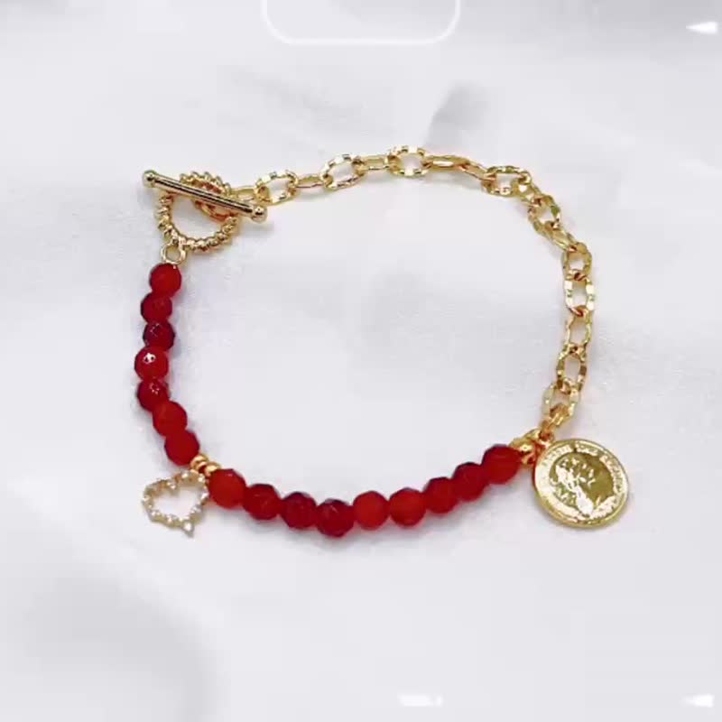 Athena雅典娜女神~晨曦系列紅水晶幸運錢幣手鍊~  生日禮物 - 手鍊/手環 - 水晶 紅色