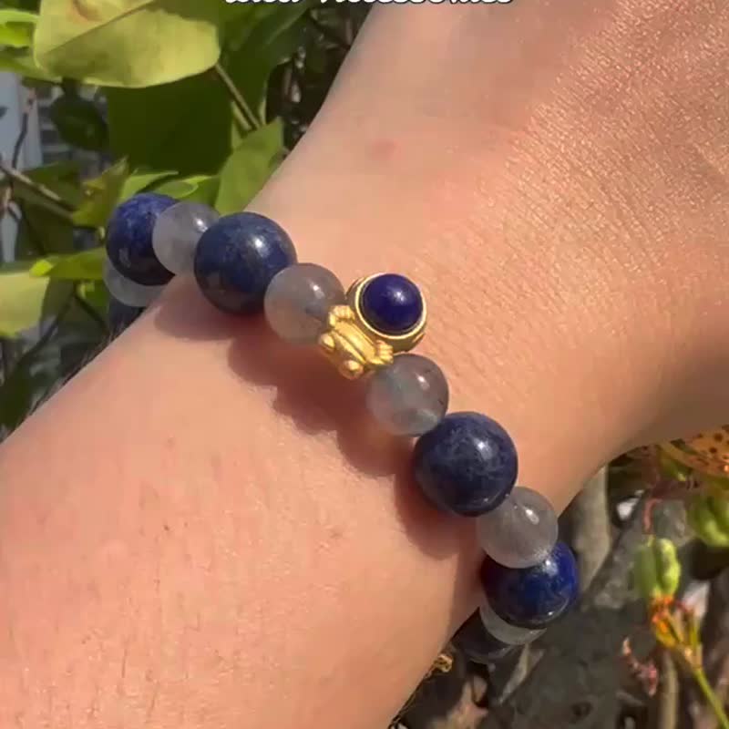 青金石灰月光設計款手鏈 - 手鍊/手環 - 水晶 藍色