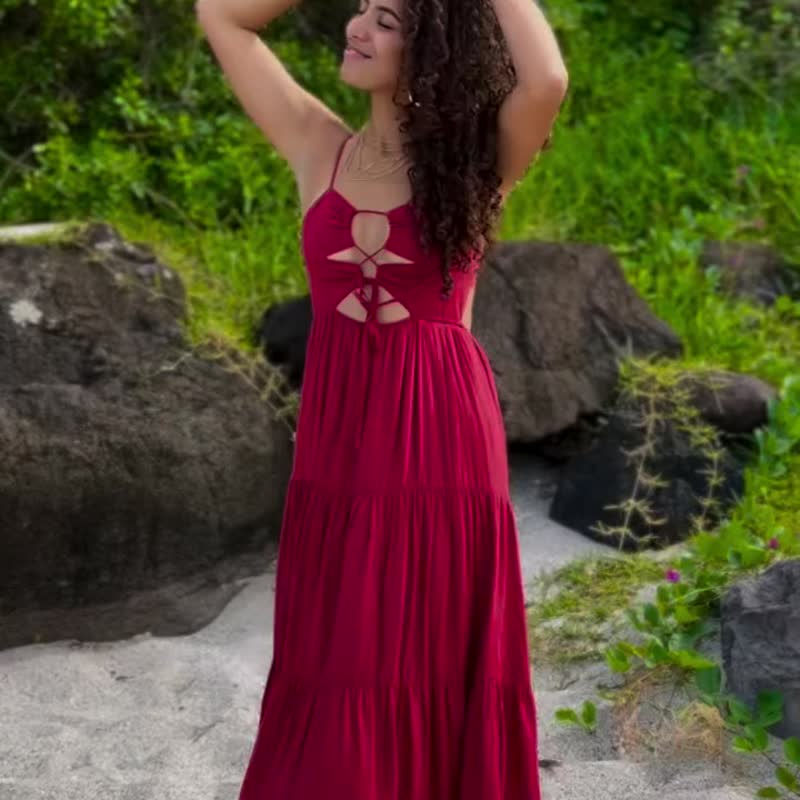 BOHO BEACH WEAR OPEN BACK MAXI LONG SUNDRESS - 洋裝/連身裙 - 棉．麻 