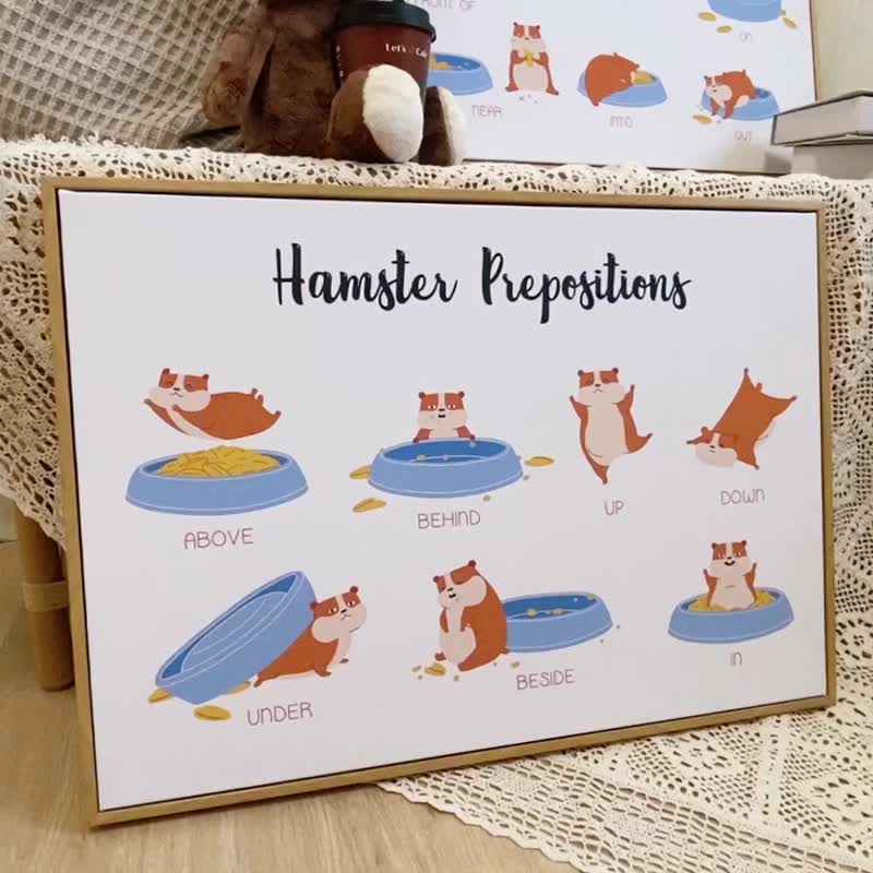 Hamster Preposition II - Animal, Home Decor, Wall Prints, Illustrated Book - โปสเตอร์ - ผ้าฝ้าย/ผ้าลินิน หลากหลายสี