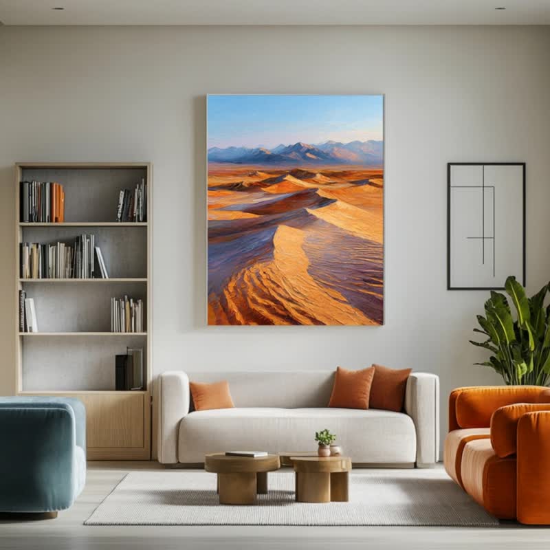 Poem of Sand Giclée Wall Art Minimalist Oil Landscape Light and Shadow Sand Dunes Living Room Study Collectible Wall Art - Posters - Cotton & Hemp 