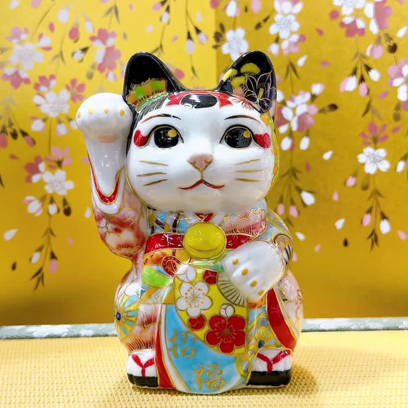 【福魚綺緣】日本清水燒招財貓 | 色繪 - 舞妓鯉 - 擺飾/家飾品 - 瓷 白色