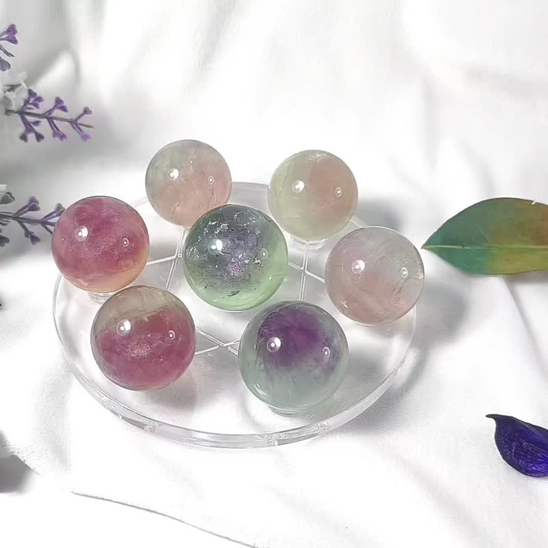 稀有 彩虹 螢石 七脈輪 高我 球 大衛星七星陣 收藏 單品 禮物 - 擺飾/家飾品 - 寶石 多色