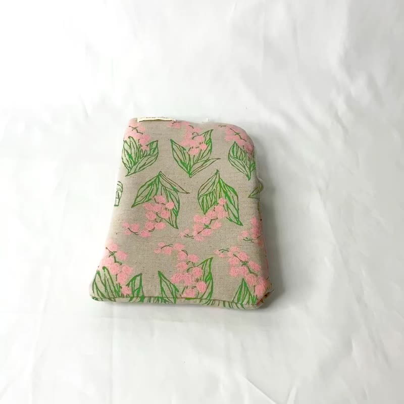 [Japanese cloth] Inverted L opening cloth handmade mobile phone bag/mobile phone bag/cross-body bag_pink lily of the valley - Messenger Bags & Sling Bags - Cotton & Hemp 