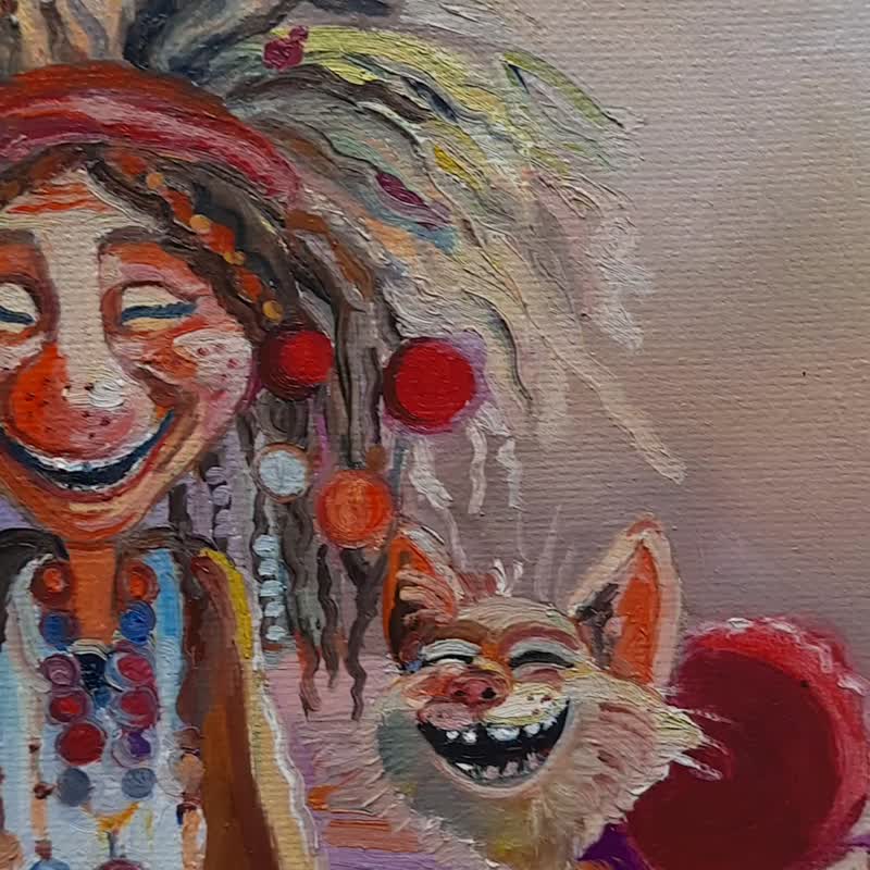 面白い絵画 オリジナルアート キャンバスに描かれた小さな