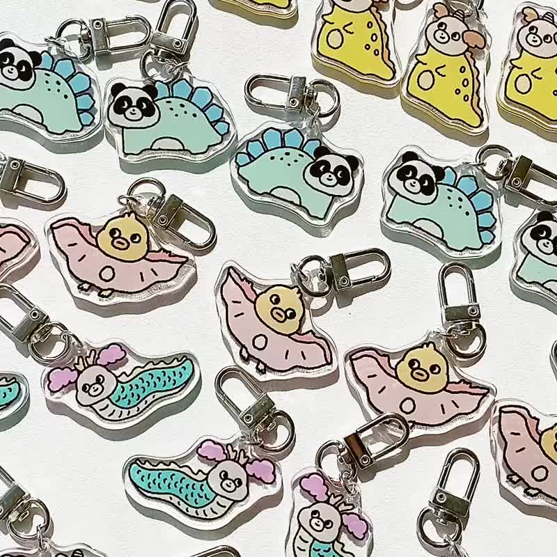 Happy Zoo/Happy Dinosaur Zoo Acrylic Pendant 9th Generation/Keychain/5 Patterns - พวงกุญแจ - อะคริลิค หลากหลายสี