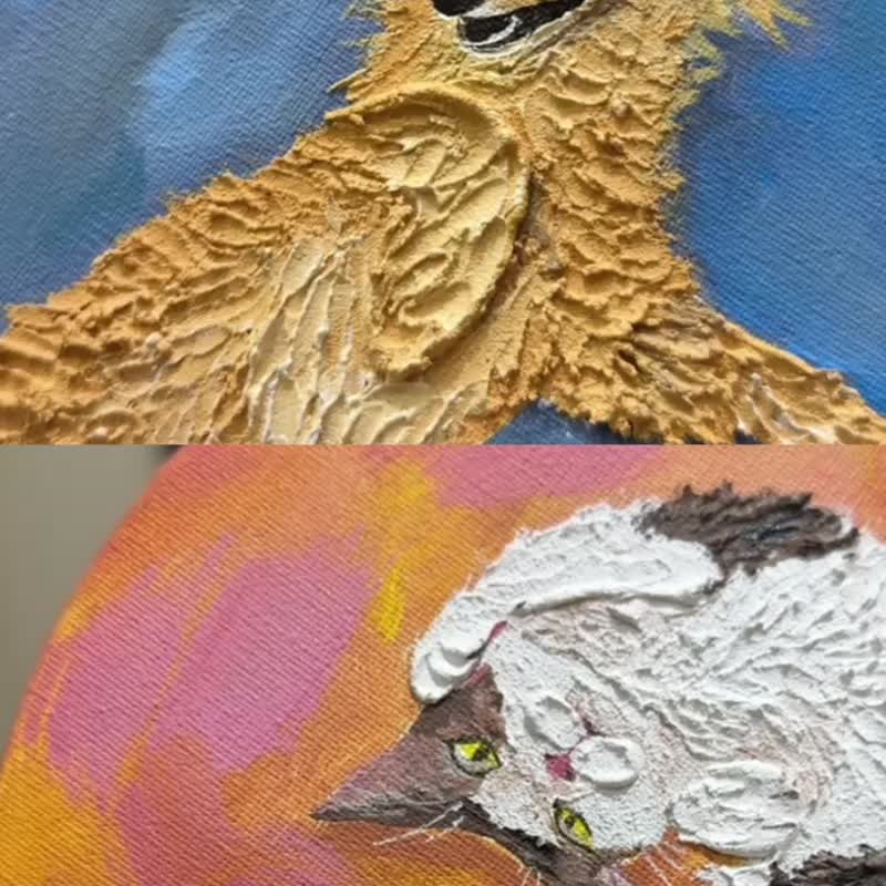 歪七扭八 / 毛孩肌理畫 / 石英砂寵物畫 - 插畫/繪畫/寫字 - 壓克力 