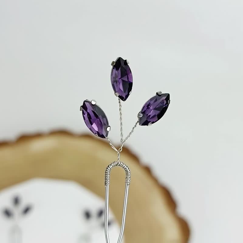 Purple hair jewelry Deep purple wedding hair pins Crystal hair pins Rhinestone - Hair Accessories - Crystal 