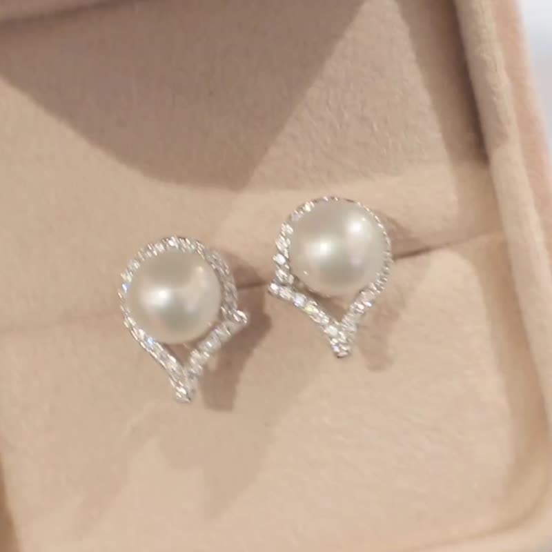 925 sterling silver 6.5-7mm natural freshwater pearl earrings - Earrings & Clip-ons - Pearl Silver