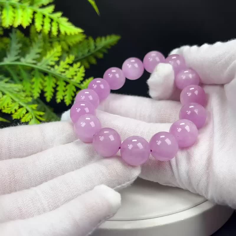 高品質紫鋰輝手串14mm冰潤顆顆貓眼薰衣草水晶手錬女優雅貴氣療愈 - 手鍊/手環 - 水晶 紫色