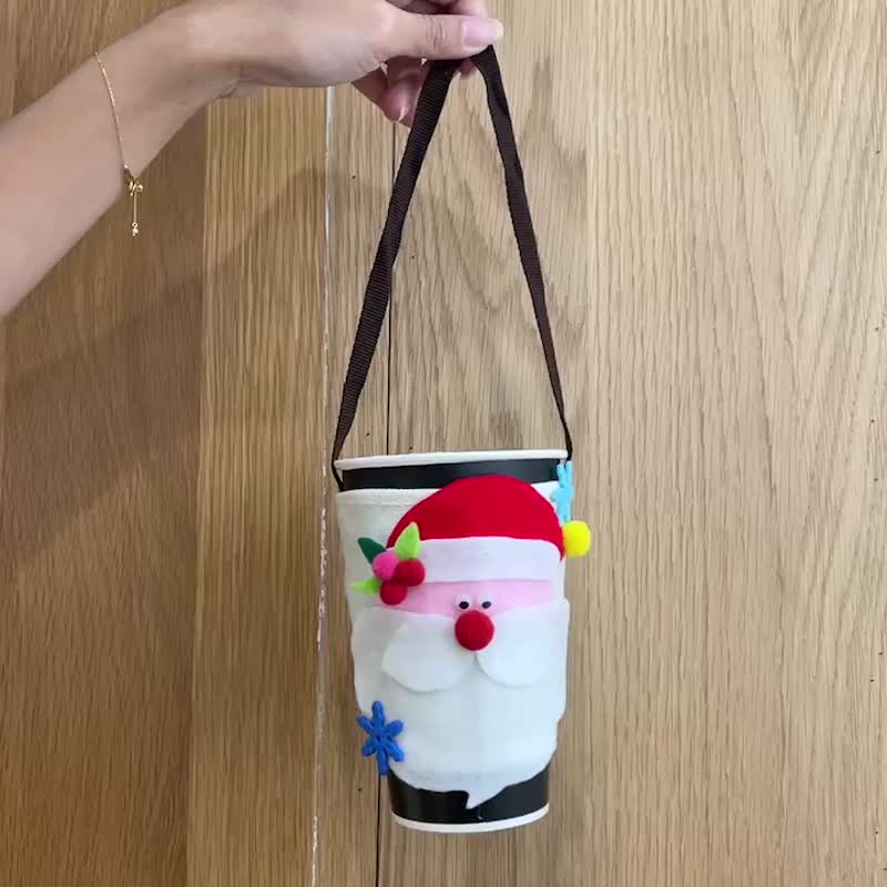 Hedoudou Christmas portable cup bag DIY Santa Claus socks - Handbags & Totes - Cotton & Hemp Multicolor